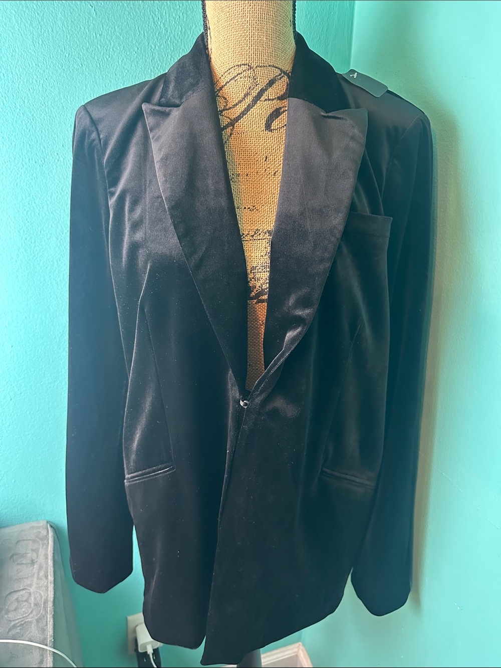 #271 Favorite Daughter Velvet Front Clip Fashion Blazer Jacket L